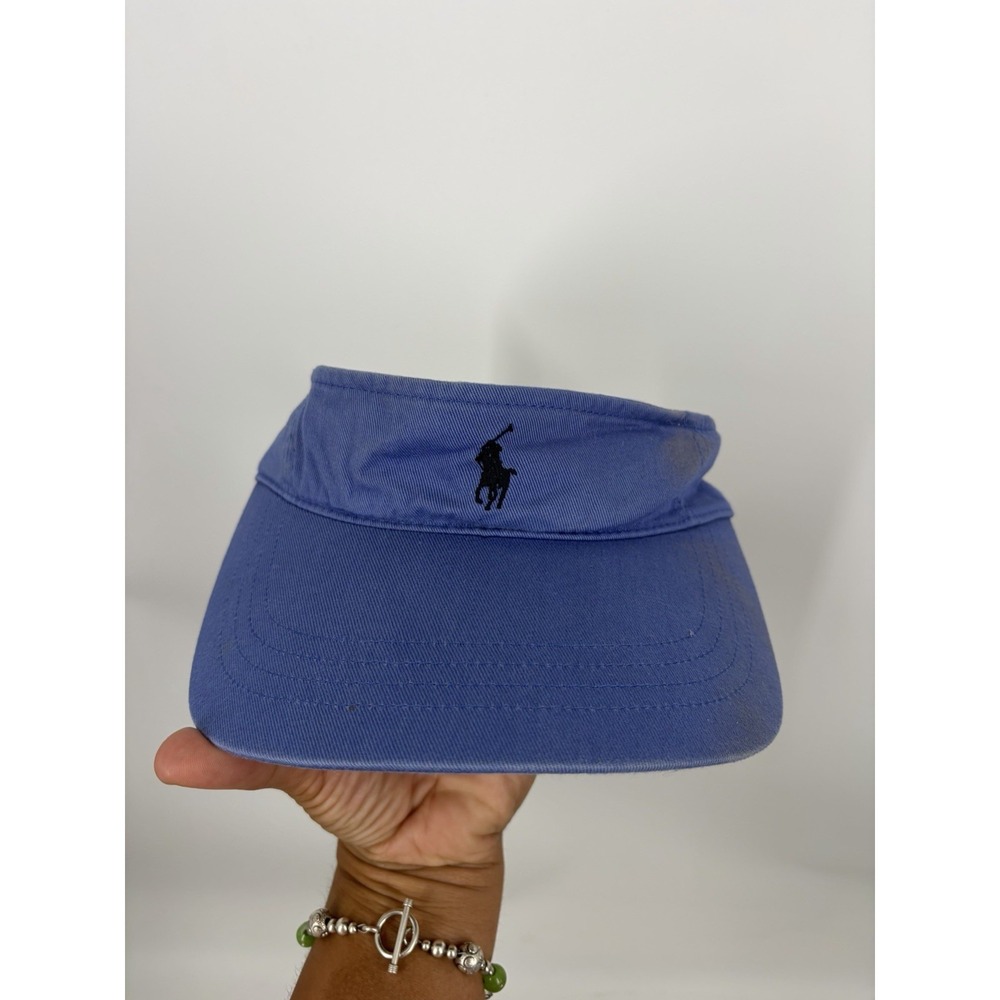 Polo Sport Ralph Lauren Visor Blue Pony Logo Hat Y2K 2000s Preppy Golf Tennis